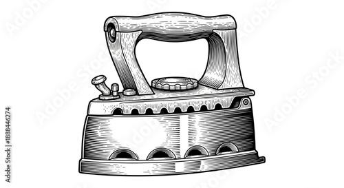 Vintage Electric Iron with Wooden Handle for Fabric Care and Household Chores