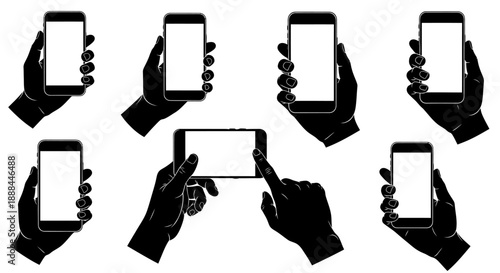 Diverse Hand Poses Holding Smartphones for Technology and Communication Concepts