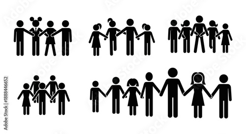 Diverse Groups of People Holding Hands Symbolizing Unity and Community Connections