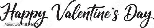 Handwritten brush lettering of Happy Valentine's Day text in a minimalist black and white style.