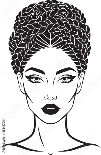 Intricate Braided Updo, Woman's Portrait, African Hair Art, Cultural Style