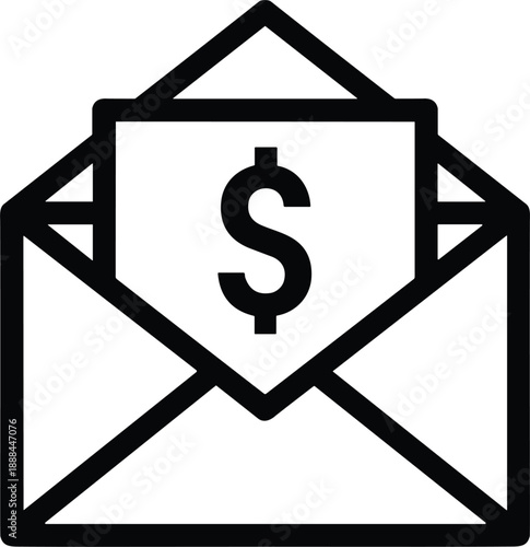 Money envelope icon with dollar symbol for payment finance salary income transaction business vector illustration design