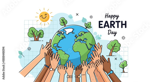 Diverse Hands Protecting Planet Earth Symbolizing Unity for Happy Earth Day Celebration