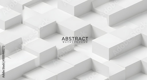 Geometric white cubic abstract design with shadows. 