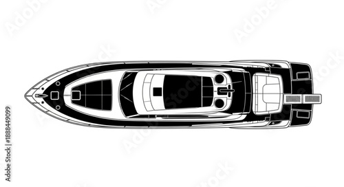 Top view illustration of a modern luxury yacht.