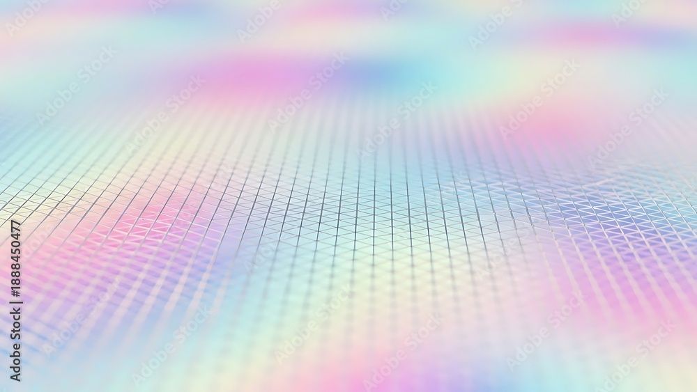Obraz premium Pastel holographic grid pattern with iridescent colors and shimmering effect