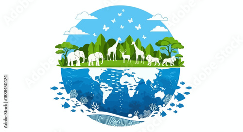 Diverse Ecosystem of Earth's Terrestrial and Marine Life, Celebrating Biodiversity