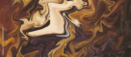 Abstract flowing marble liquid texture background in rich earth tones featuring swirling patterns of brown gold and deep purple shades