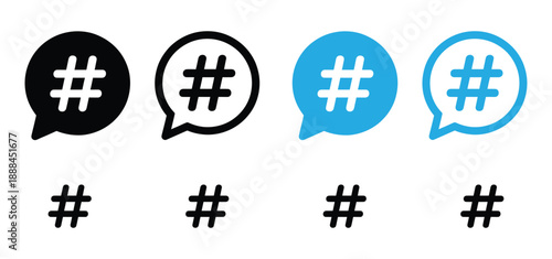 Hashtag Icon Set - Vector Collection of Social Media Tag, Trend, and Topic Symbols


