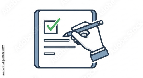 Hand holding pen checking checkbox on document signifying agreement or confirmation in business or legal context