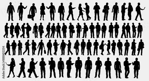 Diverse Collection of Human Silhouettes in Various Poses and Actions