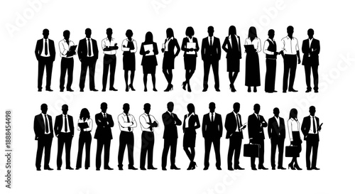 Diverse Business People Silhouette Vector Collection on White Background