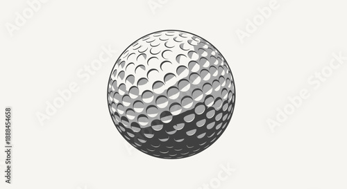 Modern Golf Ball Vector Art with Dimples and Shadows, Isolated on a Clean Background