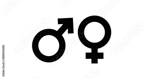 Male and Female Gender Symbols Side by Side, Representing Equality and Relationships