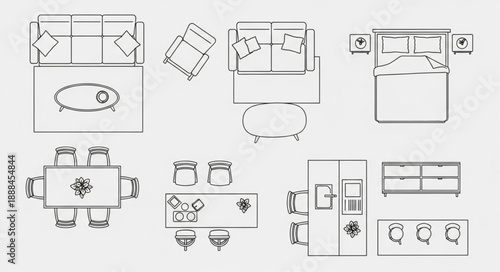 Top view floor plan furniture layout collection.