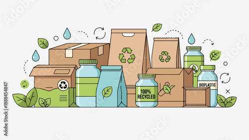 Illustration of recyclable materials and eco-friendly products