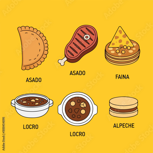 Illustration of traditional food items