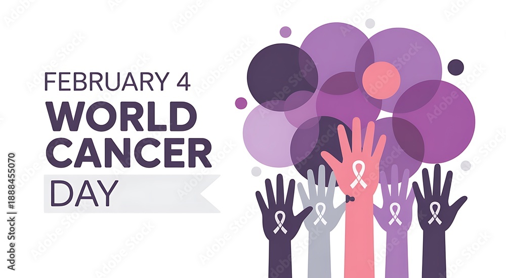 Obraz premium Annual celebration of world cancer day on February fourth symbolizing awareness and global support to those fighting or surviving this disease