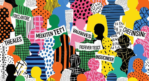 Diverse Group of Colorful Abstract Silhouettes Representing Unity and Diversity