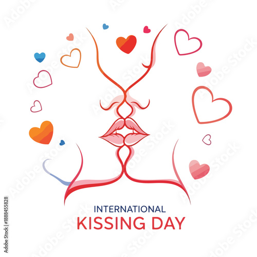 International Kissing Day illustration with hearts