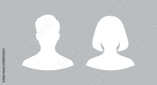 Diverse Male and Female Silhouettes for Profile Pictures, Anonymous User Avatars
