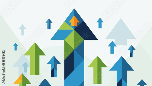 Vibrant arrows pointing upwards in various colors and sizes