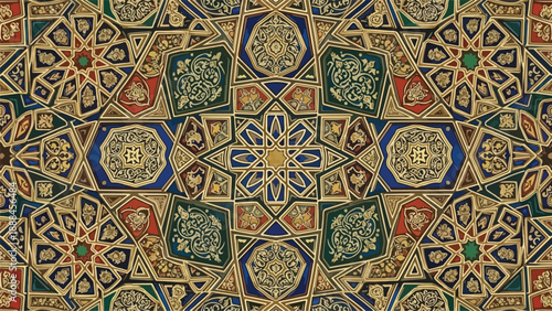 Intricate geometric pattern with floral designs