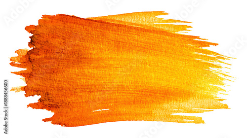 Bright orange and yellow paint smear on white brush stroke