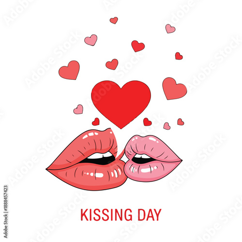 Kissing day illustration with hearts