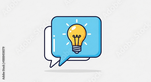 Innovative idea light bulb in speech bubble for creative thinking and problem solving concepts