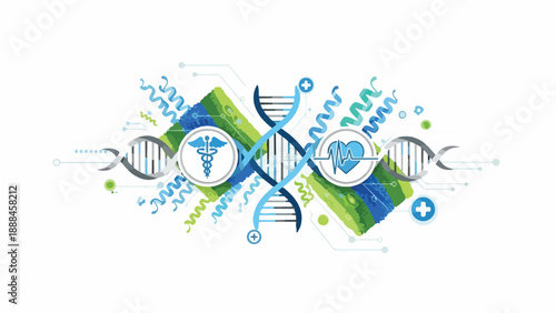 Medical symbols and DNA