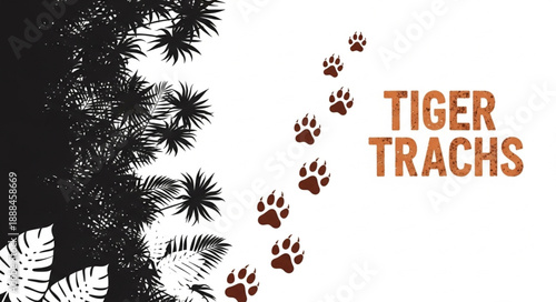 Tiger Paw Prints Trail Illustration.