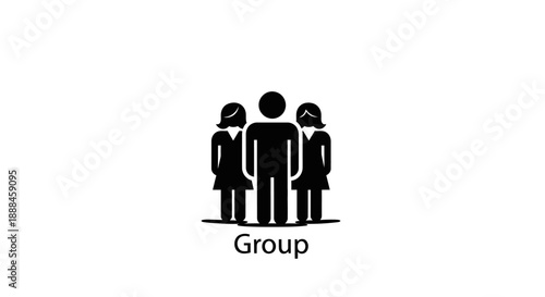 Three People Icon Representing A Group.