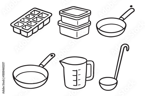 A clean and modern set of cooking icons in minimalist line style with editable strokes, perfect for food apps, recipe blogs, kitchenware packaging, and culinary