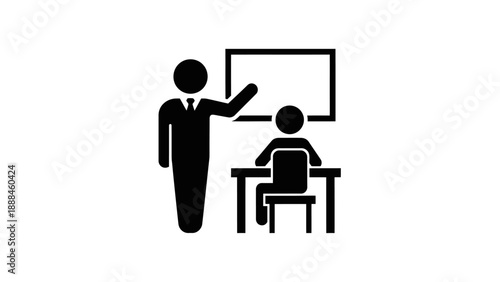 Teacher instructing student at desk in classroom setting.