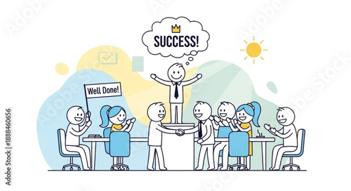 Team celebrating successful project completion in a meeting room.