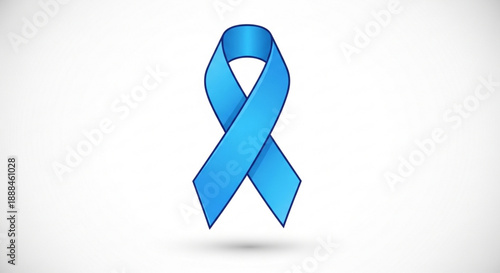 Blue awareness ribbon symbol for support and cause on white background