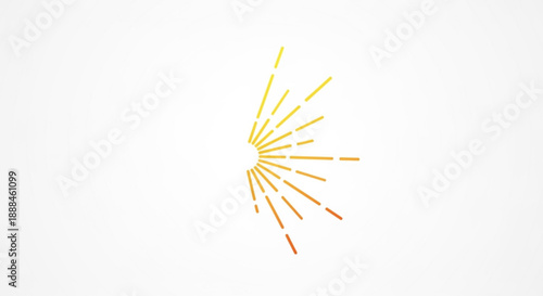Vibrant yellow and orange sunburst graphic element on white background abstract burst of energy lines