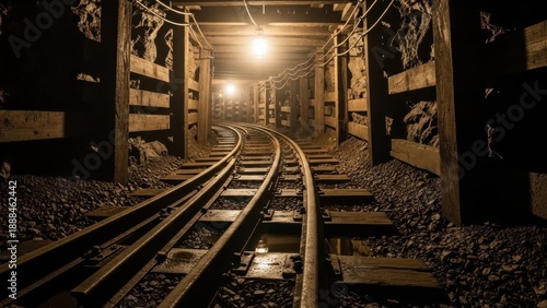 Mysterious depths: A journey into the heart of an abandoned mine tunnel revealing raw beauty