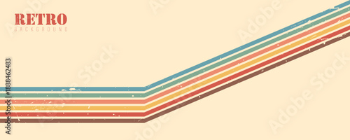 Colorful retro art. Vintage 70s style. Groovy rainbow stripes for abstract graphic or dynamic wallpaper. Vector illustration.