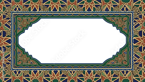 Ornate frame with green, blue, gold patterns