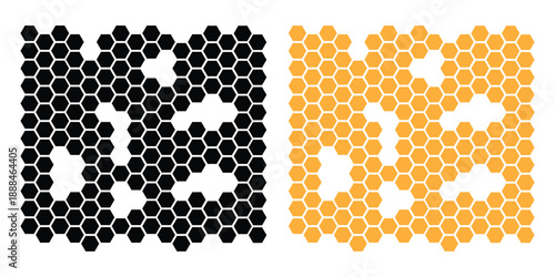 simple black polygon pattern. simple honeycomb pattern on isolated background.