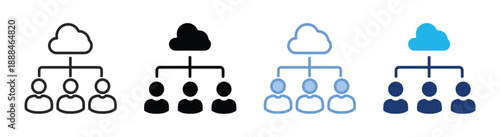 Cloud computing icon set multiple style collection