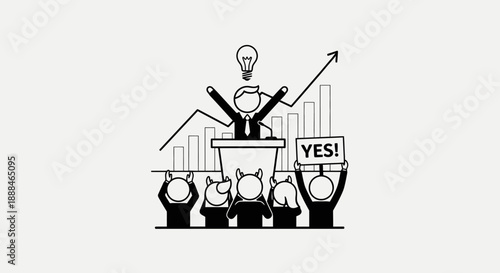 Successful Business Leader Inspiring Team with New Idea.