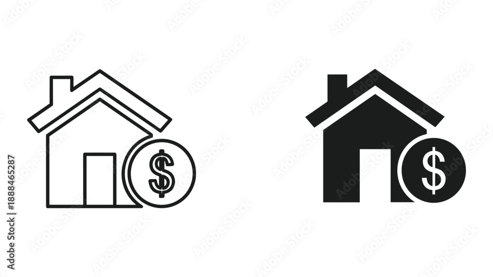 Fototapeta premium House with dollar sign icon set