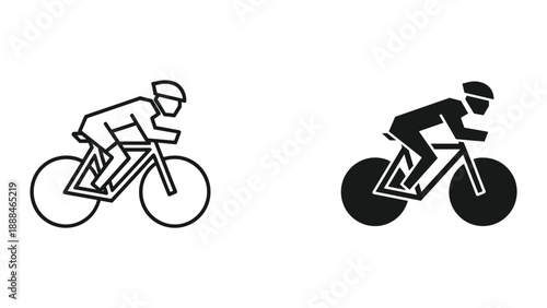 Cyclist riding bicycle icon illustration