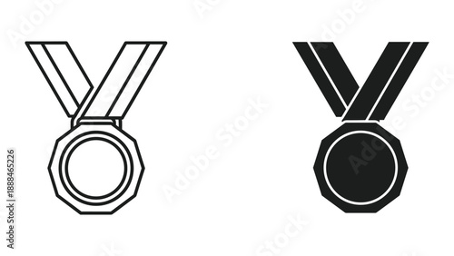 Simple medal icon set for award and recognition
