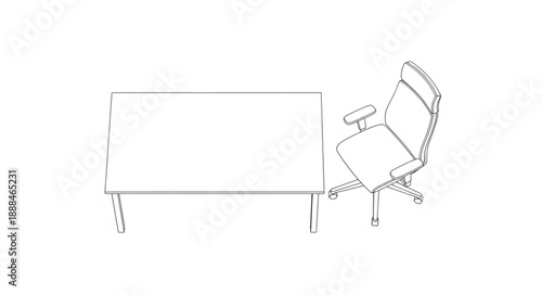 Stylized illustration of a modern armchair next to a rectangular table.