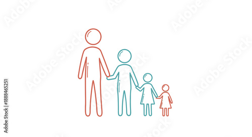 Stylized illustration of a family holding hands.