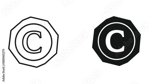 Copyright symbol in octagon shape